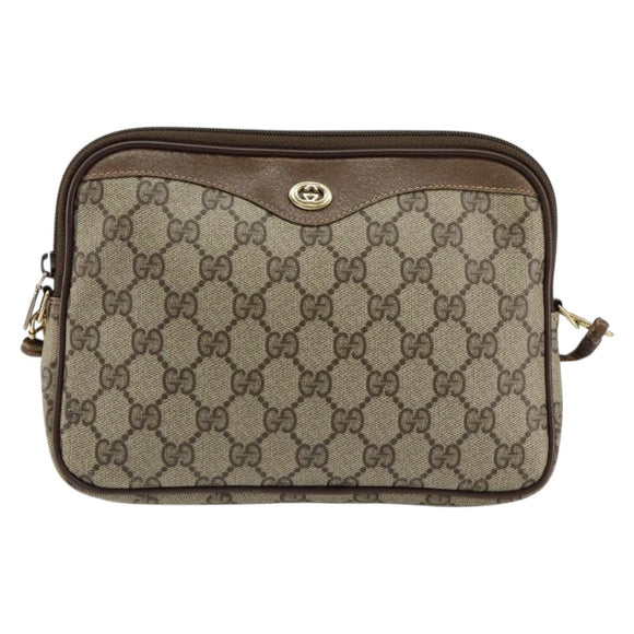 GUCCI GG Supreme Shoulder Bag PVC Beige Gold 97 02 068 Auth 155224