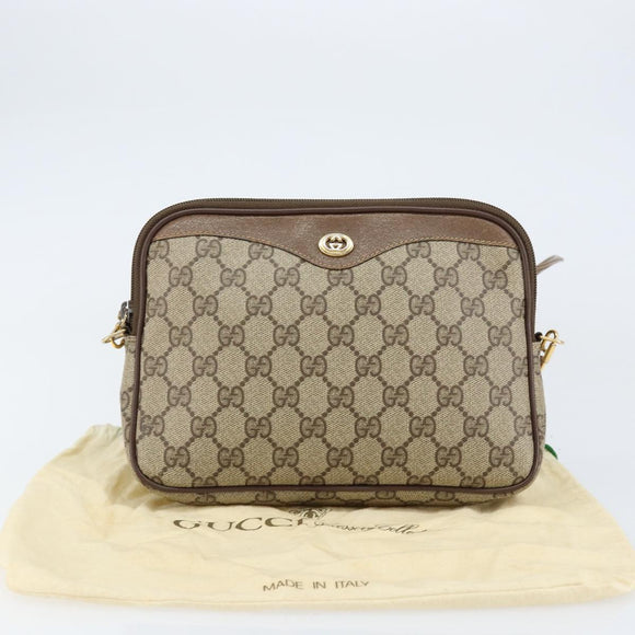 GUCCI GG Supreme Shoulder Bag PVC Beige Gold 97 02 068 Auth 155224