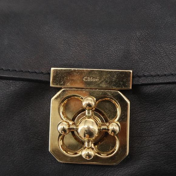 Chloe Elsie Hand Bag Leather 2way Black Gold Auth 155225