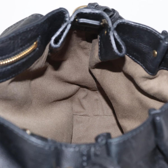 Chloe Elsie Hand Bag Leather 2way Black Gold Auth 155225