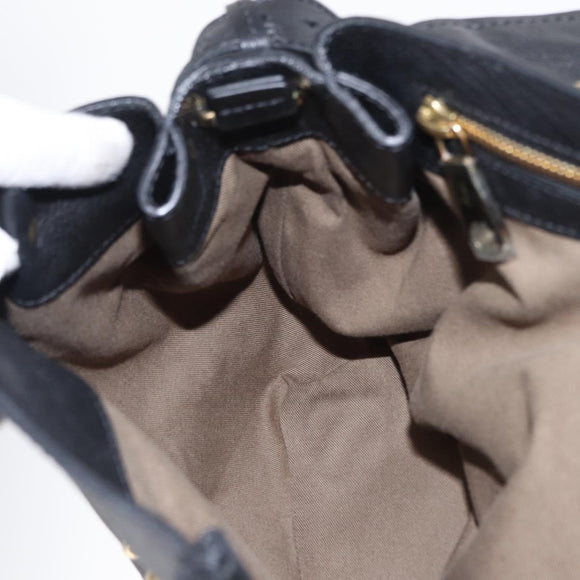 Chloe Elsie Hand Bag Leather 2way Black Gold Auth 155225