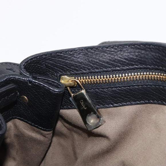 Chloe Elsie Hand Bag Leather 2way Black Gold Auth 155225