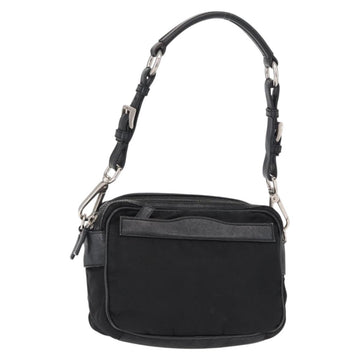 PRADA Shoulder Bag Nylon Black Silver Auth 155226