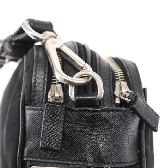 PRADA Shoulder Bag Nylon Black Silver Auth 155226