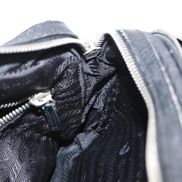 PRADA Shoulder Bag Nylon Black Silver Auth 155226