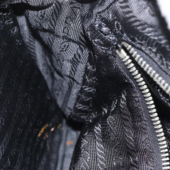 PRADA Shoulder Bag Nylon Black Silver Auth 155226