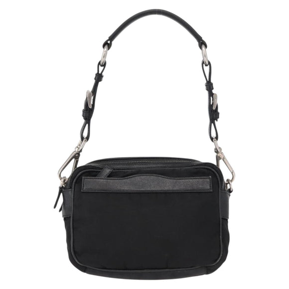 PRADA Shoulder Bag Nylon Black Silver Auth 155226