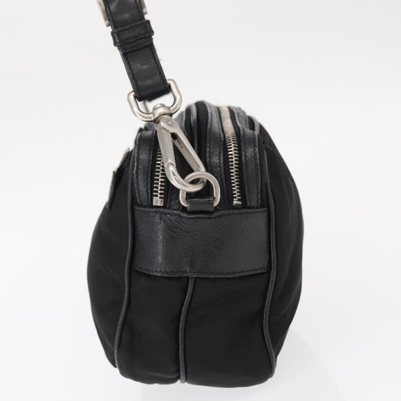 PRADA Shoulder Bag Nylon Black Silver Auth 155226