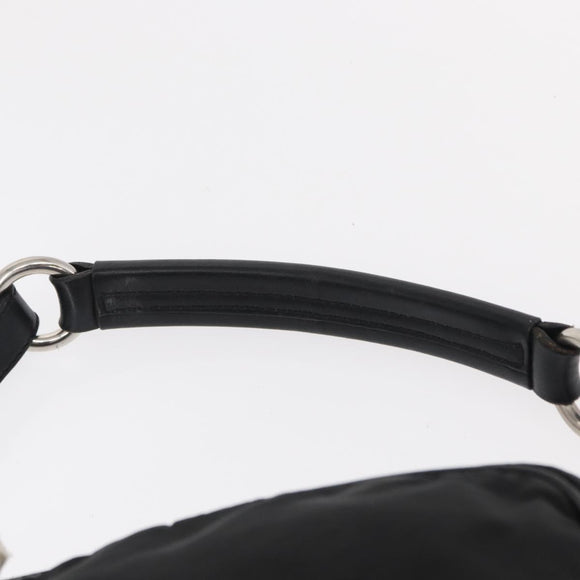 PRADA Shoulder Bag Nylon Black Silver Auth 155226