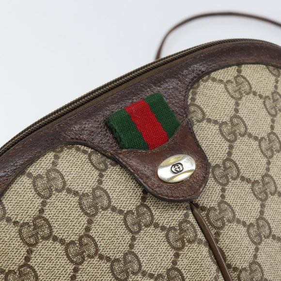 GUCCI GG Supreme Web Sherry Line Shoulder Bag PVC Beige 904 02 047 Auth 155227