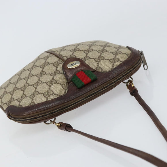 GUCCI GG Supreme Web Sherry Line Shoulder Bag PVC Beige 904 02 047 Auth 155227
