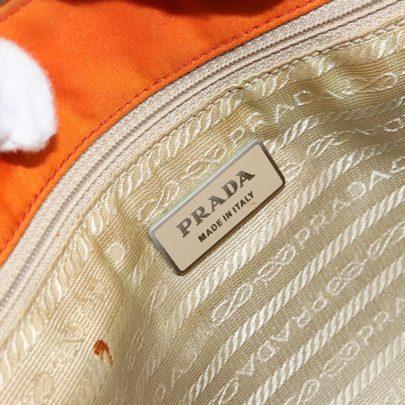 PRADA Tote Bag Nylon Orange Silver Auth 155228
