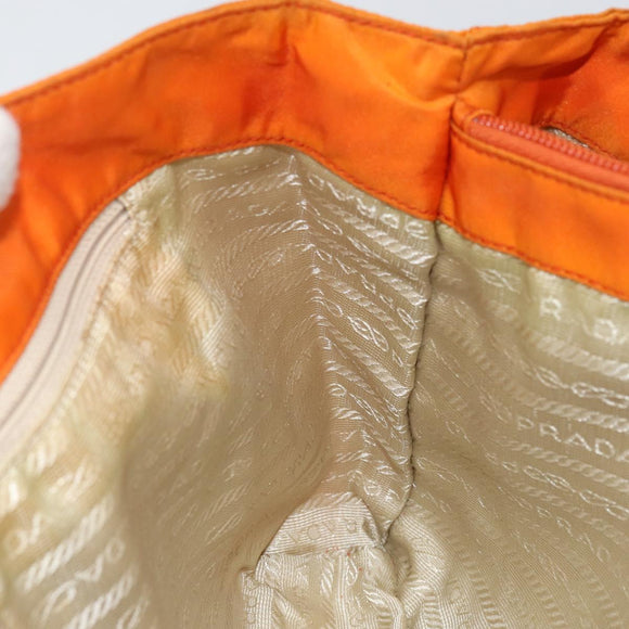 PRADA Tote Bag Nylon Orange Silver Auth 155228