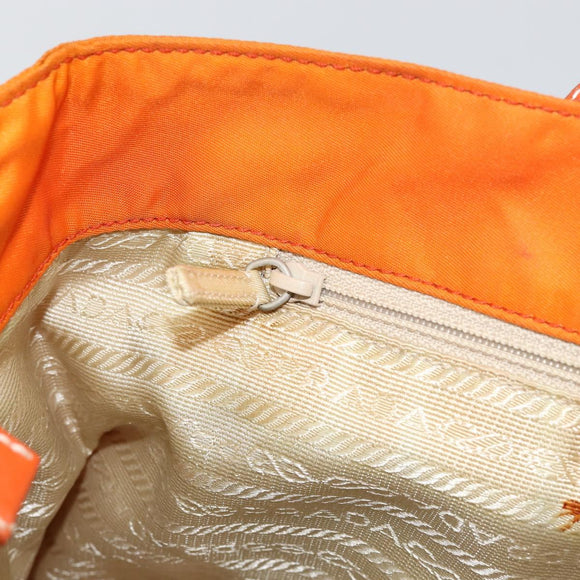 PRADA Tote Bag Nylon Orange Silver Auth 155228