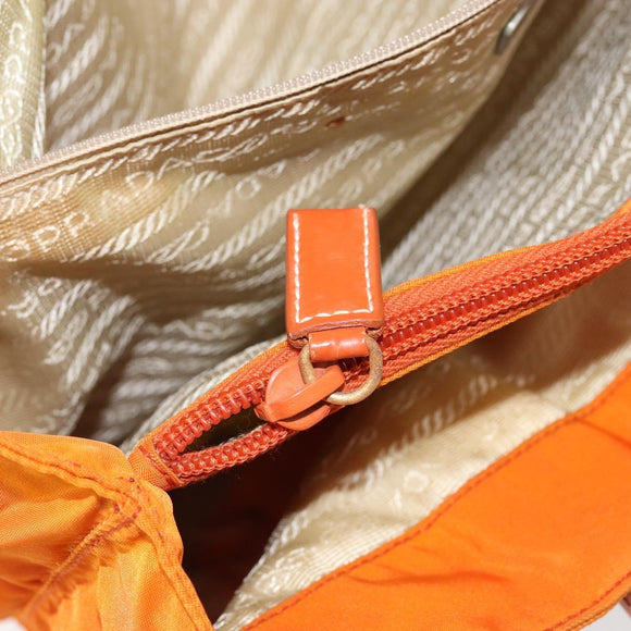 PRADA Tote Bag Nylon Orange Silver Auth 155228