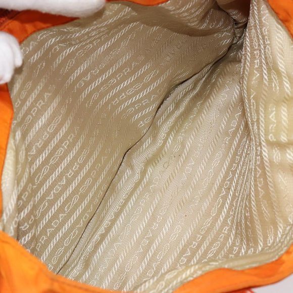 PRADA Tote Bag Nylon Orange Silver Auth 155228