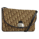 Christian Dior Trotter Canvas Shoulder Bag Beige Gold Auth 155229-1