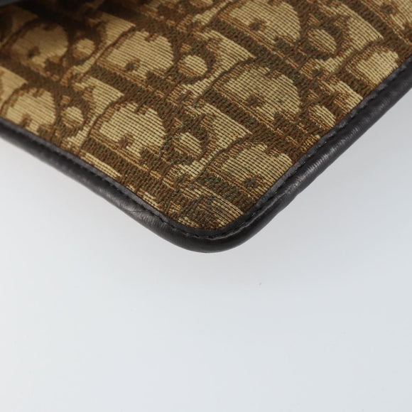 Christian Dior Trotter Canvas Shoulder Bag Beige Gold Auth 155229