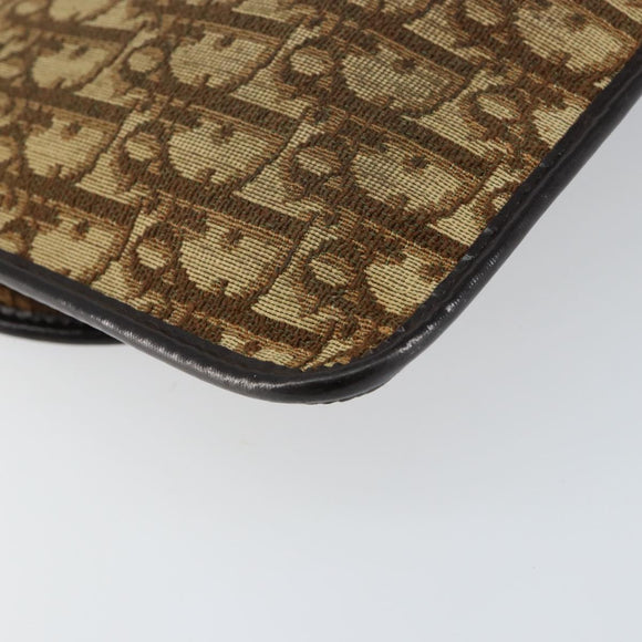 Christian Dior Trotter Canvas Shoulder Bag Beige Gold Auth 155229