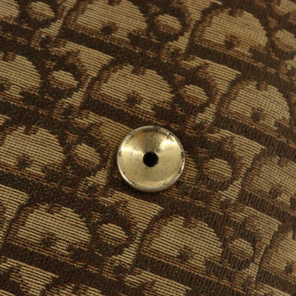 Christian Dior Trotter Canvas Shoulder Bag Beige Gold Auth 155229