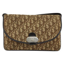 Christian Dior Trotter Canvas Shoulder Bag Beige Gold Auth 155229-2