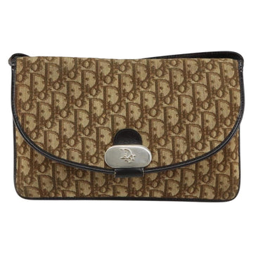 Christian Dior Trotter Canvas Shoulder Bag Beige Gold Auth 155229 - 0