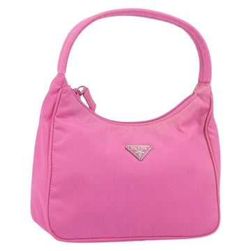 PRADA Hand Bag Nylon Pink Silver Auth 155230V