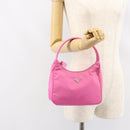 PRADA Hand Bag Nylon Pink Silver Auth 155230V-22