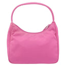 PRADA Hand Bag Nylon Pink Silver Auth 155230V-3
