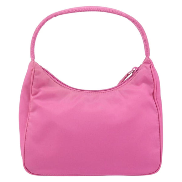 PRADA Hand Bag Nylon Pink Silver Auth 155230V