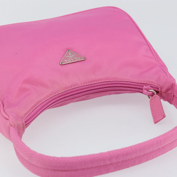 PRADA Hand Bag Nylon Pink Silver Auth 155230V