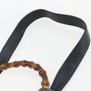 GUCCI Bamboo Hand Bag Leather 2way Black Gold 001 1014 1577 Auth 155231-14