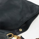 GUCCI Bamboo Hand Bag Leather 2way Black Gold 001 1014 1577 Auth 155231-6