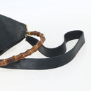 GUCCI Bamboo Hand Bag Leather 2way Black Gold 001 1014 1577 Auth 155231-9