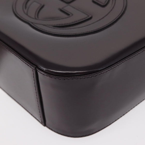 GUCCI Shoulder Bag Enamel Black 007 2023 0249 Auth 155233