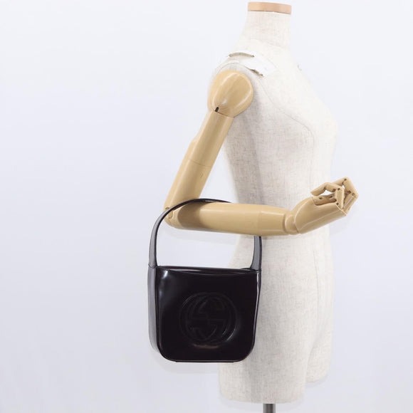 GUCCI Shoulder Bag Enamel Black 007 2023 0249 Auth 155233