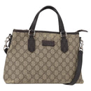 GUCCI GG Supreme Tote Bag PVC Leather 2way Beige Silver 429019 Auth 155234-1