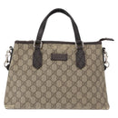 GUCCI GG Supreme Tote Bag PVC Leather 2way Beige Silver 429019 Auth 155234-13