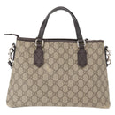 GUCCI GG Supreme Tote Bag PVC Leather 2way Beige Silver 429019 Auth 155234-2