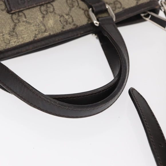 GUCCI GG Supreme Tote Bag PVC Leather 2way Beige Silver 429019 Auth 155234