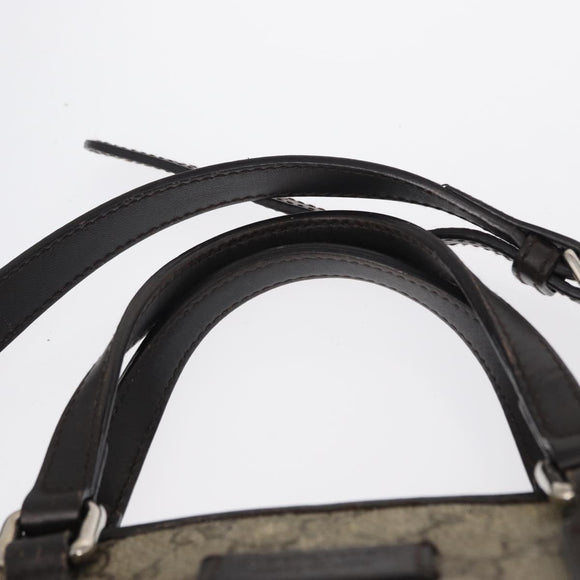 GUCCI GG Supreme Tote Bag PVC Leather 2way Beige Silver 429019 Auth 155234