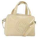 GUCCI Hand Bag Patent leather 2way Beige Silver 000 1274 0505 Auth 155235-1