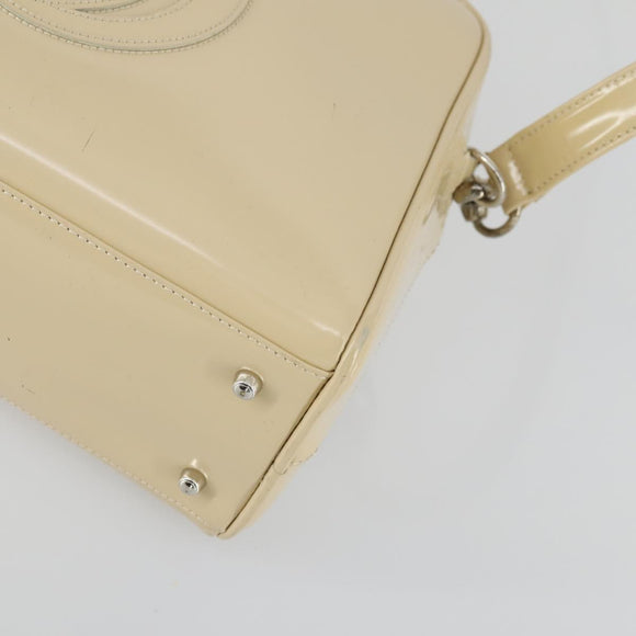 GUCCI Hand Bag Patent leather 2way Beige Silver 000 1274 0505 Auth 155235