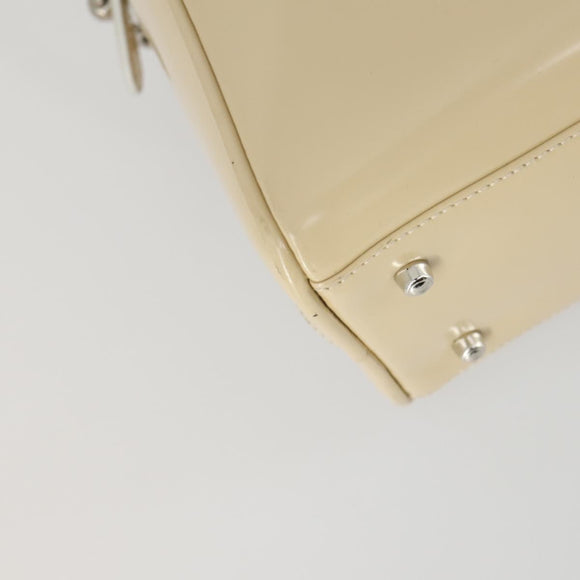 GUCCI Hand Bag Patent leather 2way Beige Silver 000 1274 0505 Auth 155235
