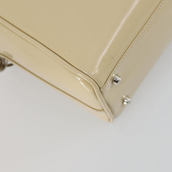 GUCCI Hand Bag Patent leather 2way Beige Silver 000 1274 0505 Auth 155235
