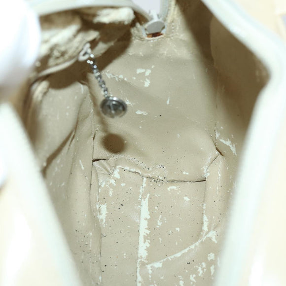 GUCCI Hand Bag Patent leather 2way Beige Silver 000 1274 0505 Auth 155235