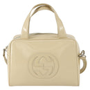 GUCCI Hand Bag Patent leather 2way Beige Silver 000 1274 0505 Auth 155235-13