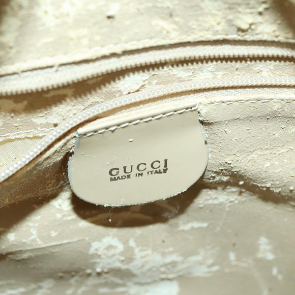GUCCI Hand Bag Patent leather 2way Beige Silver 000 1274 0505 Auth 155235