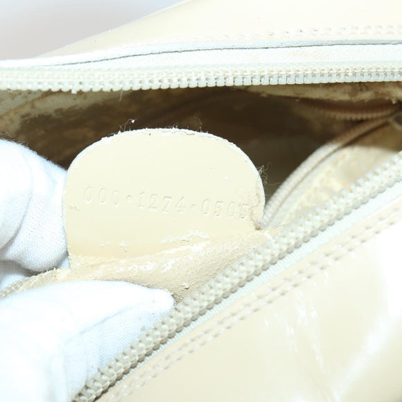GUCCI Hand Bag Patent leather 2way Beige Silver 000 1274 0505 Auth 155235
