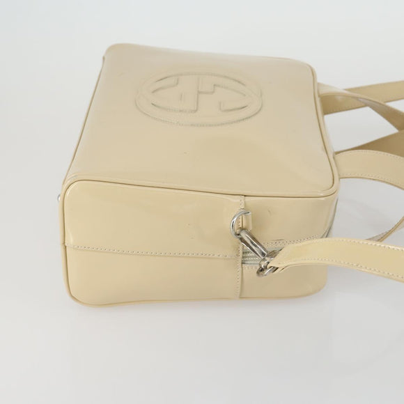 GUCCI Hand Bag Patent leather 2way Beige Silver 000 1274 0505 Auth 155235